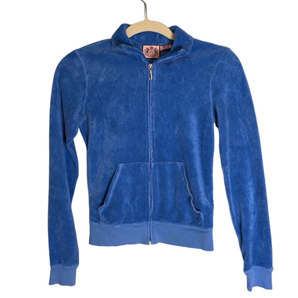 Juicy Couture Vintage Blue Terrycloth Zip-Up Sweatshirt - Size S - Picture 1 of 3